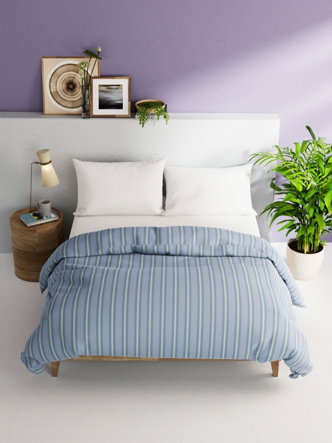 

BIANCA Blue Striped AC Room 300 GSM Double Bed Comforter