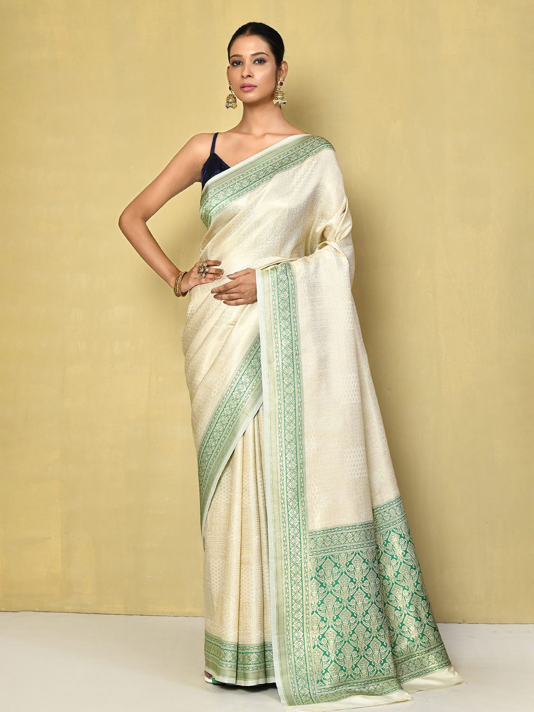 

Samyukta Singhania Woven Design Zari Art Silk Saree, Cream