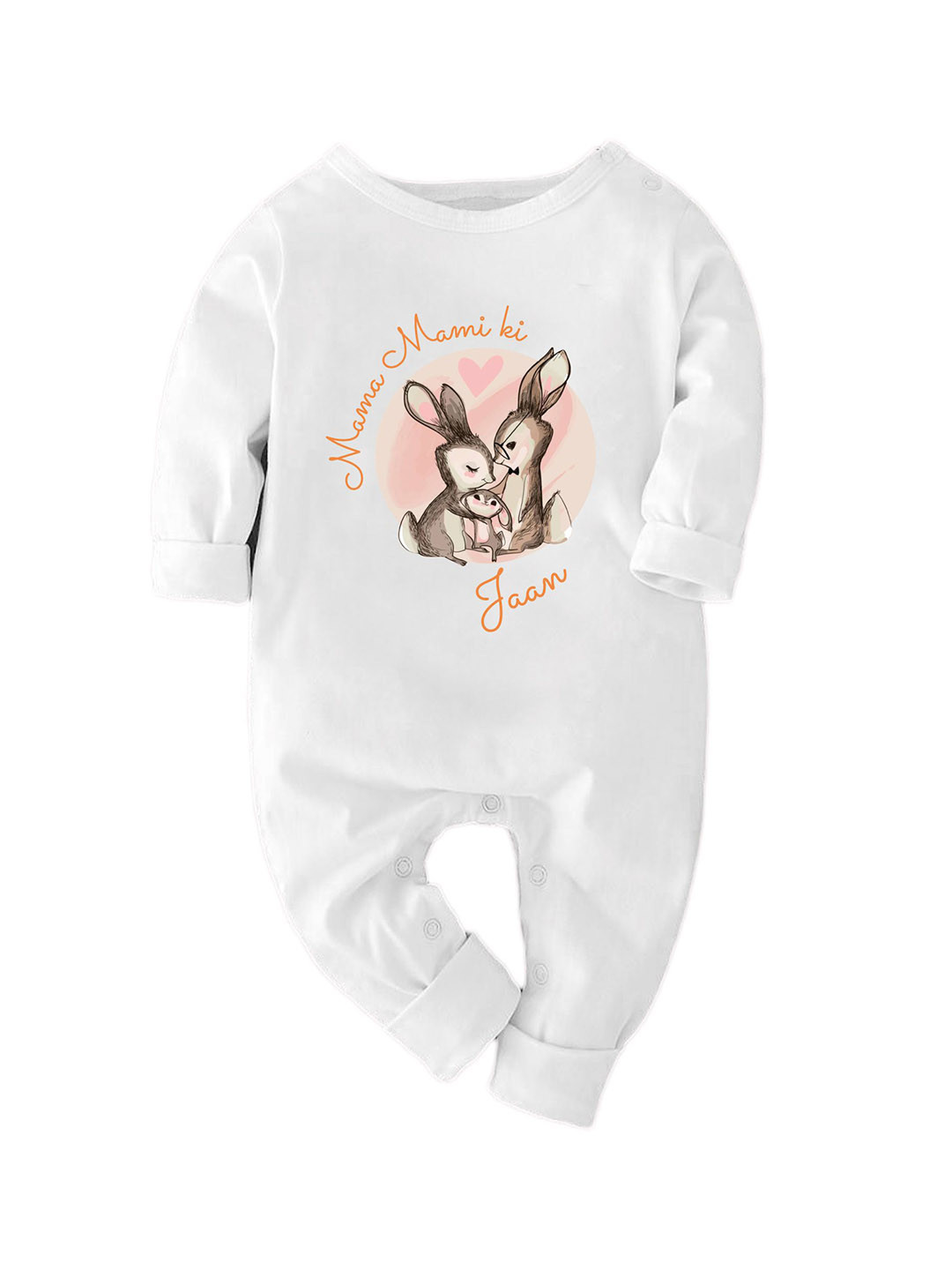 

Zeezeezoo Kids Mama Mami Ki Jaan Printed Pure Cotton Full Sleeve Romper, White