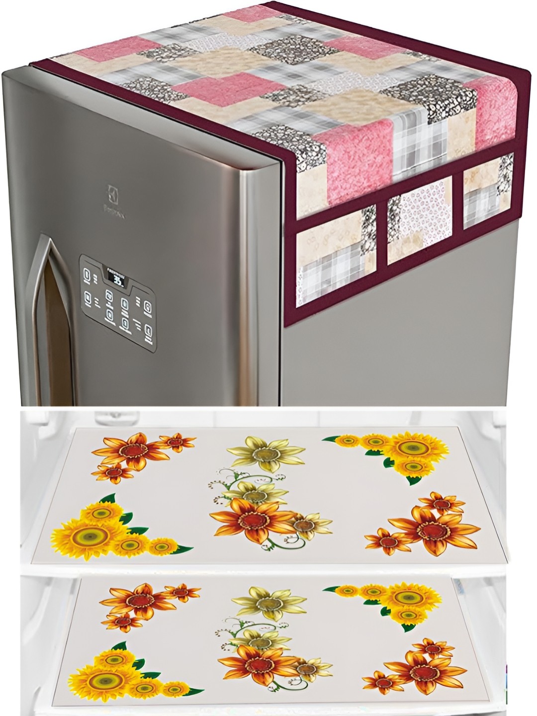 

LooMantha 6-Pcs Beige & Yellow Printed Fridge Covers With Mat