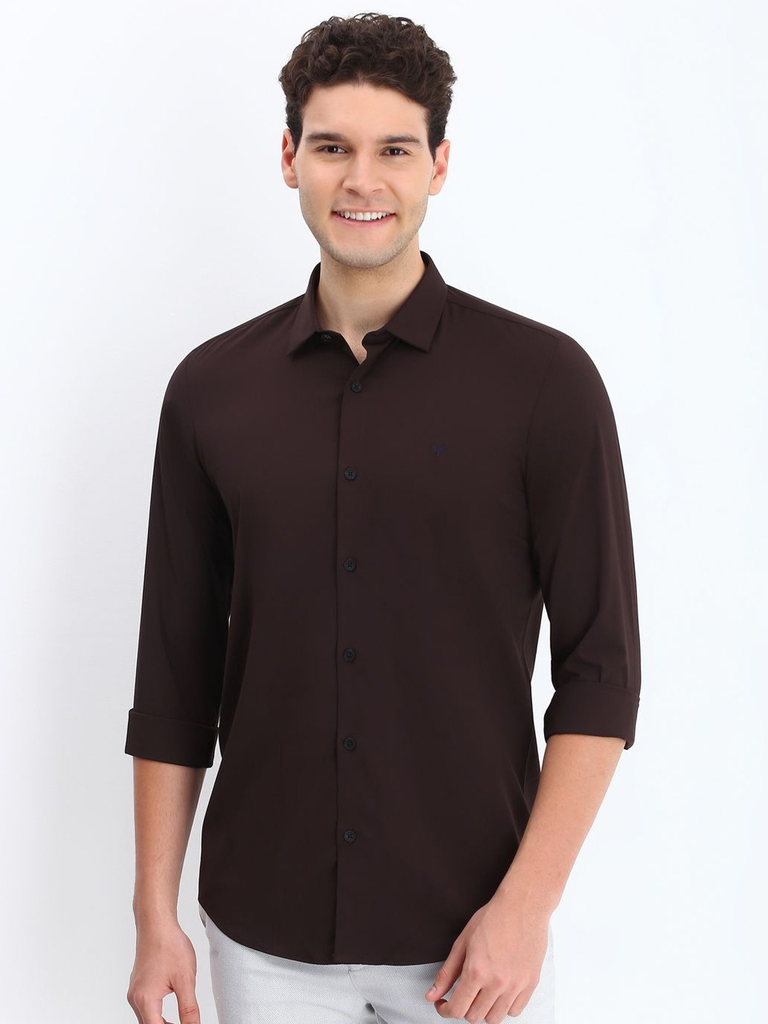 

Allen Solly Men Spread Collar Solid Casual Shirt, Brown