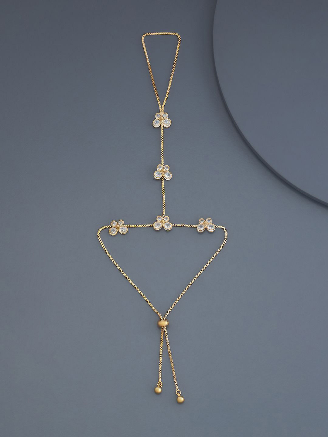 

Kushal's Fashion Jewellery Gold-Plated Cubic Zirconia Studded Ring Bracelet