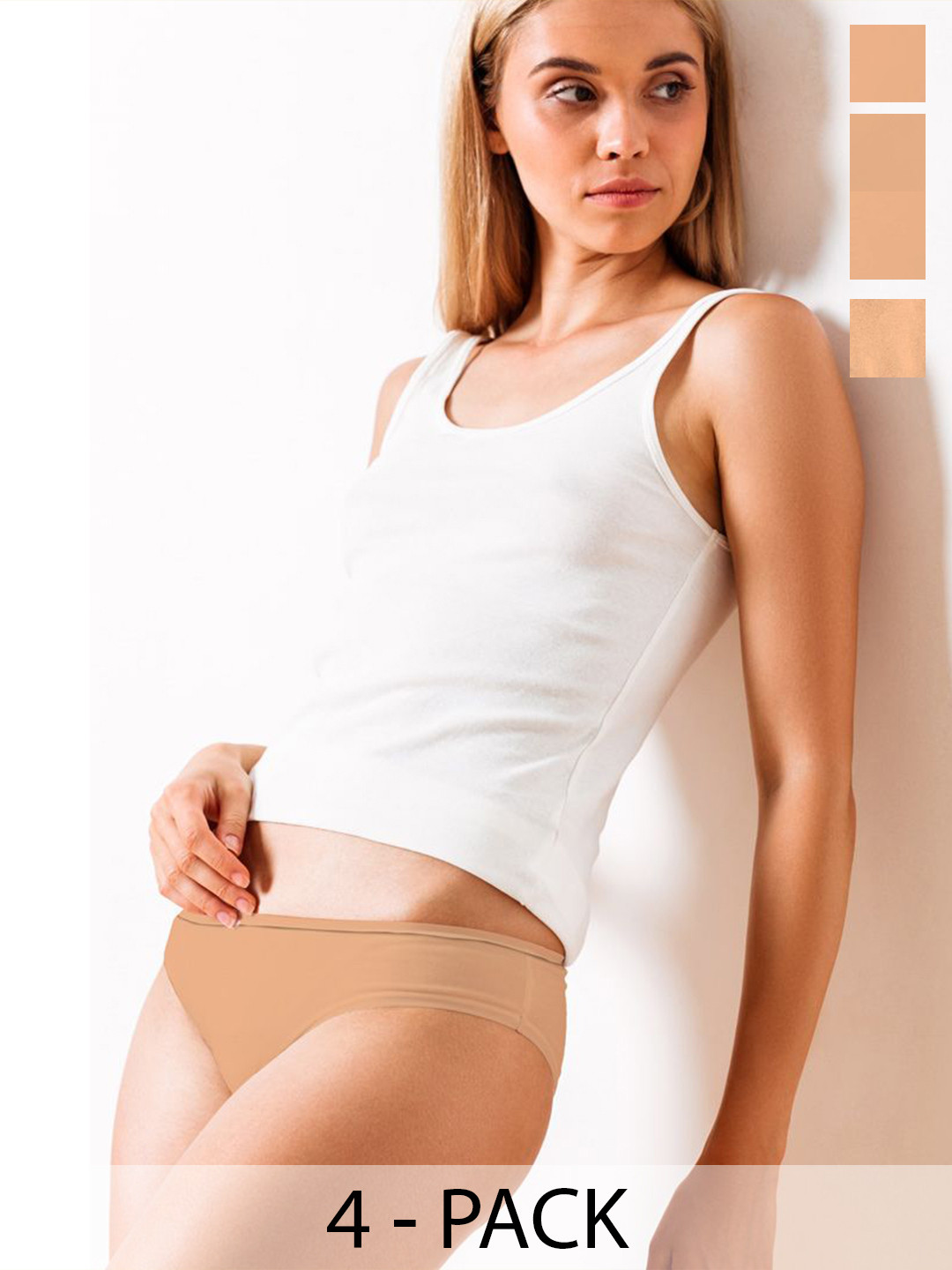

Heelium Pack Of 4 Mid Rise Hipster Briefs P4-W-Brief-BGE-XL, Beige