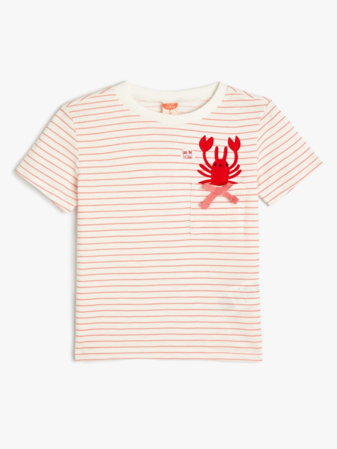 

Koton Girls Striped Round Neck Cotton T-shirt, Red