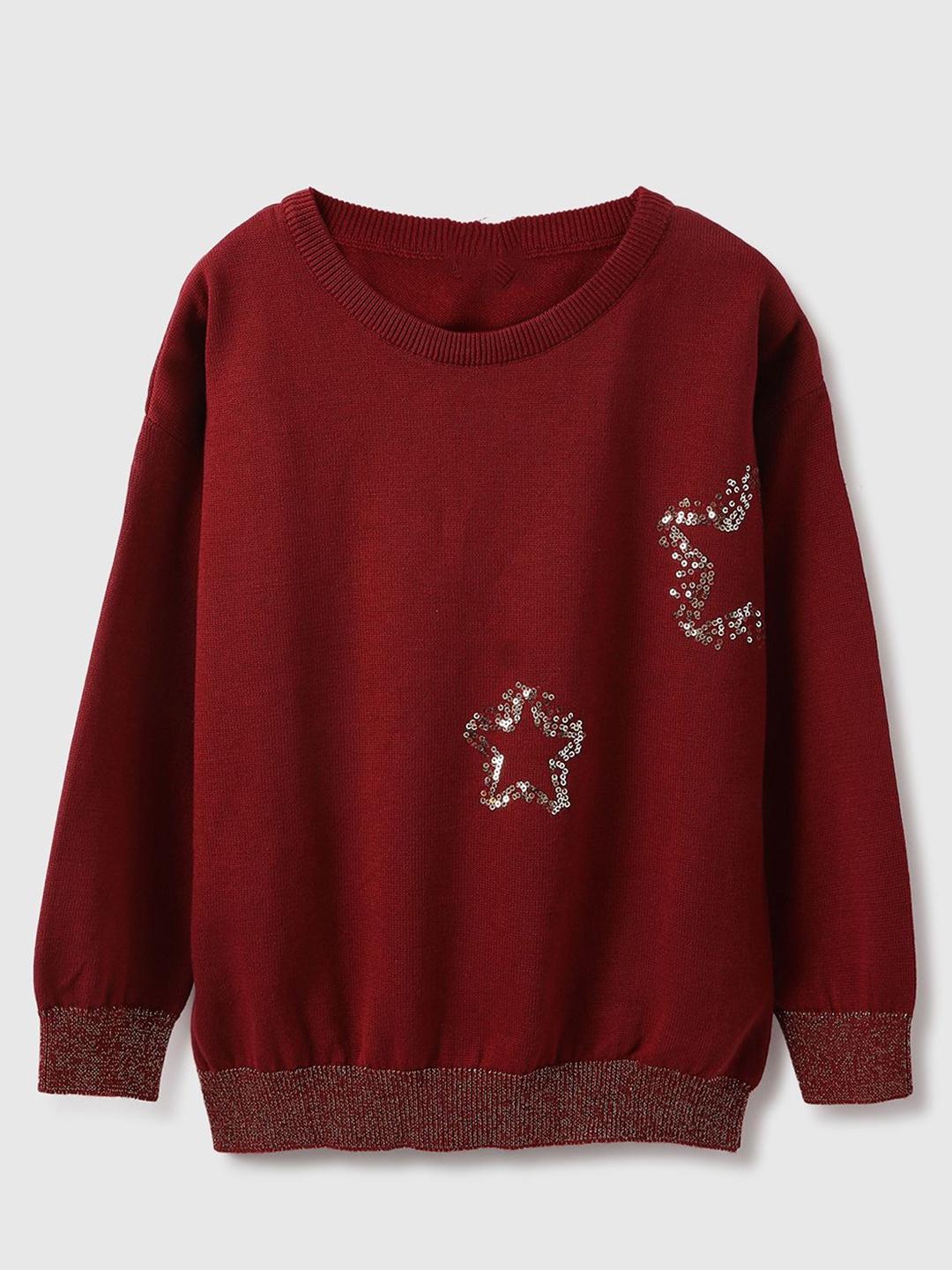 

United Colors of Benetton Girls Embellished Sweatshirt, Maroon