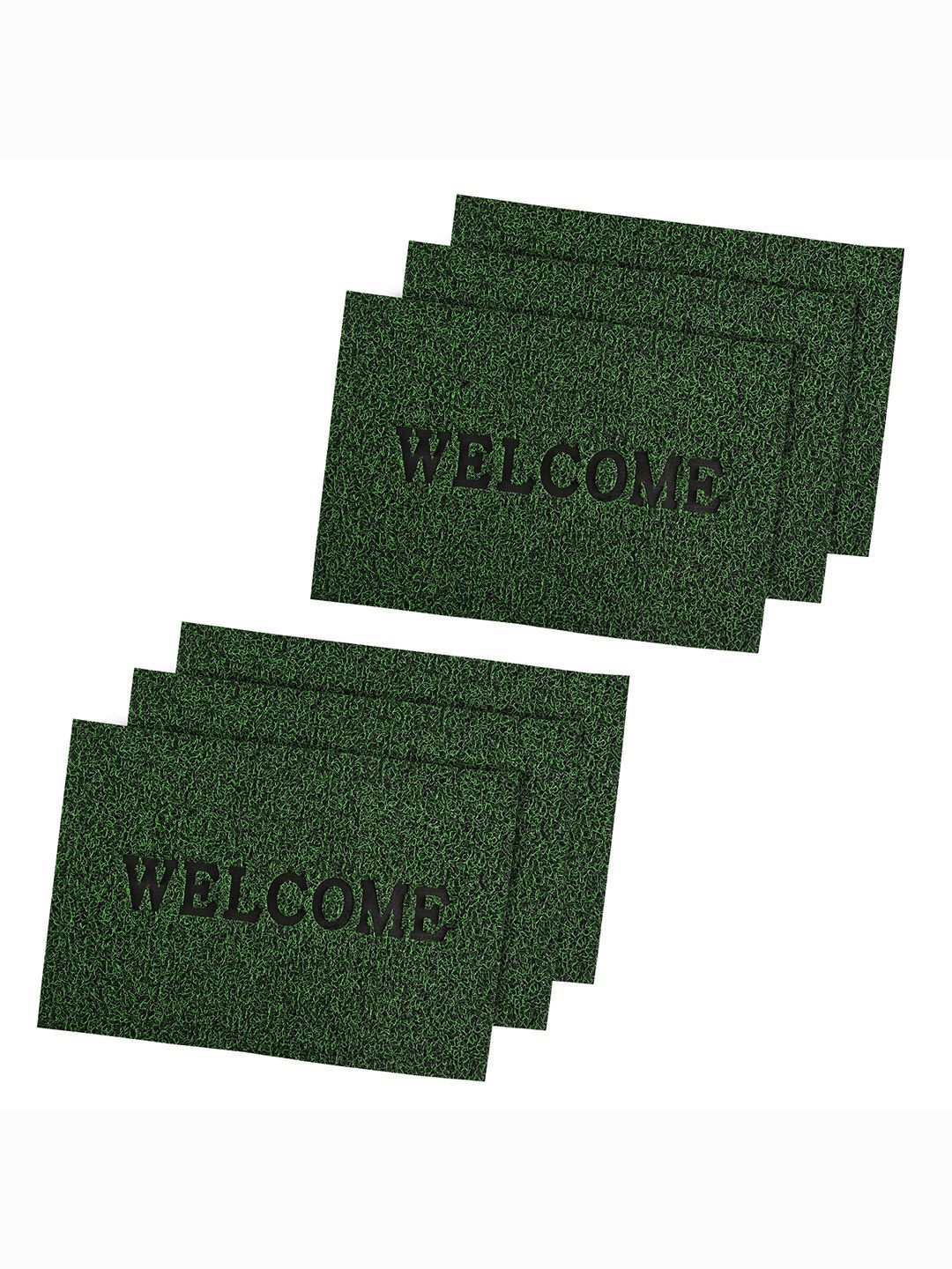 

Kuber Industries Green 6 Pieces Anti-Skid Welcome Grass Door Mats