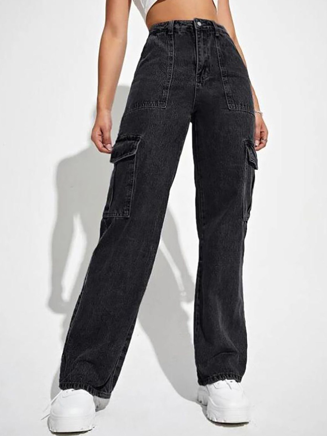 

Kotty Women Jean Straight Fit High-Rise Stretchable Jeans, Black