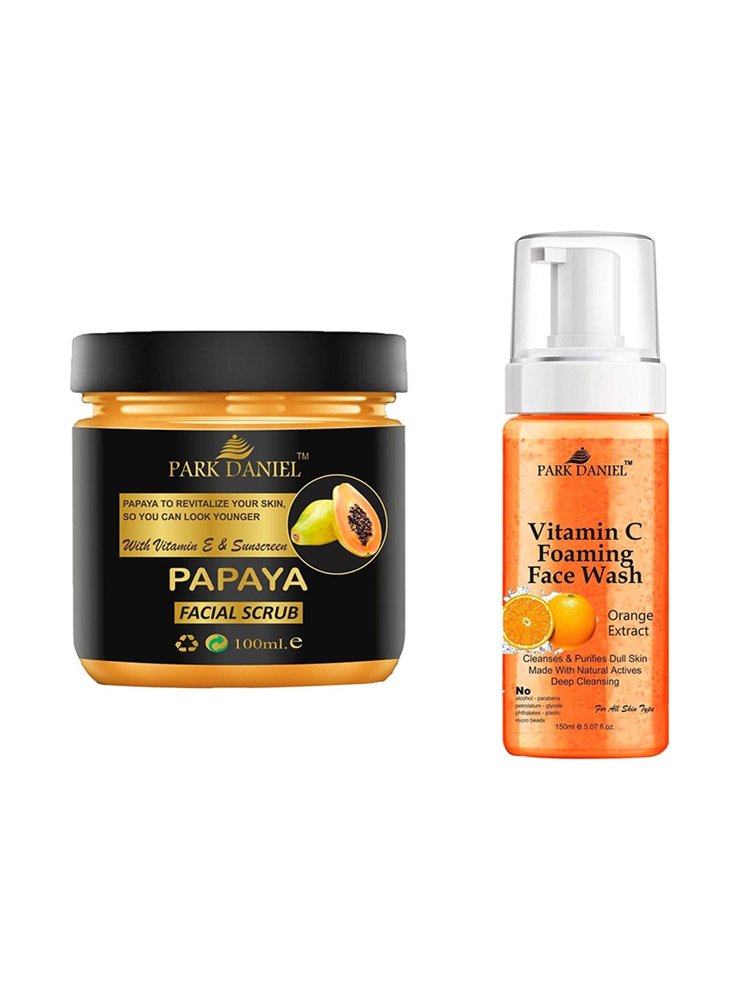 

Park Daniel Set Of 2 Papaya Facial Scrub -100 ml & Vitamin C Foaming Face Wash-150 ml, Multi