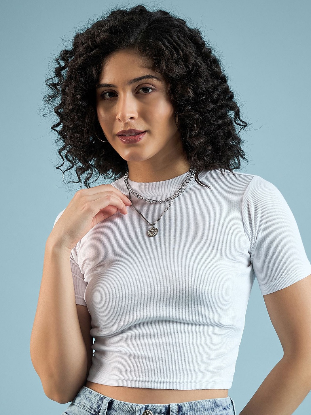 

Mayra Women Solid Cotton Tank Crop Top, White