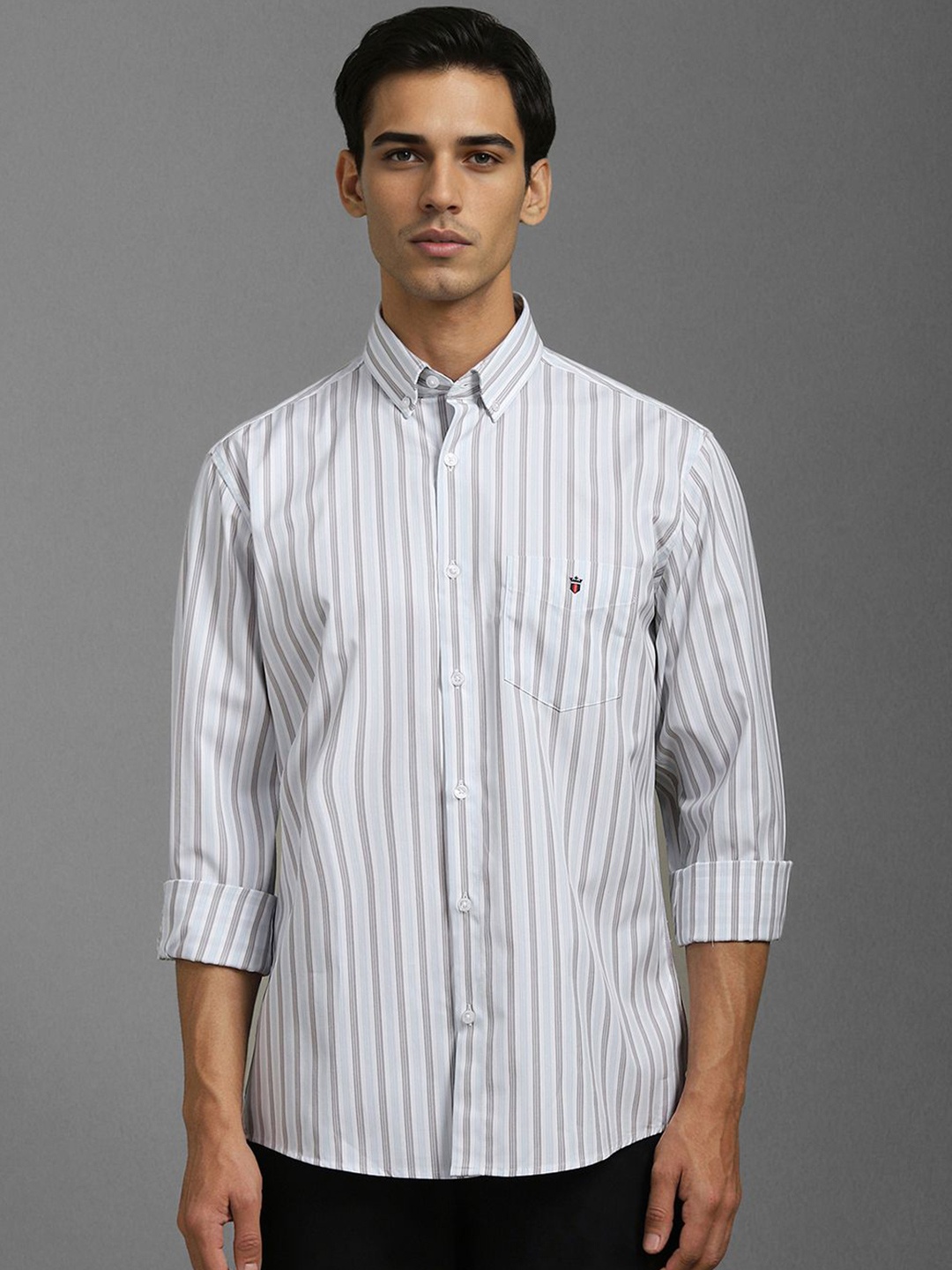 

Louis Philippe Sport Men Slim Fit Opaque Striped Casual Shirt, White