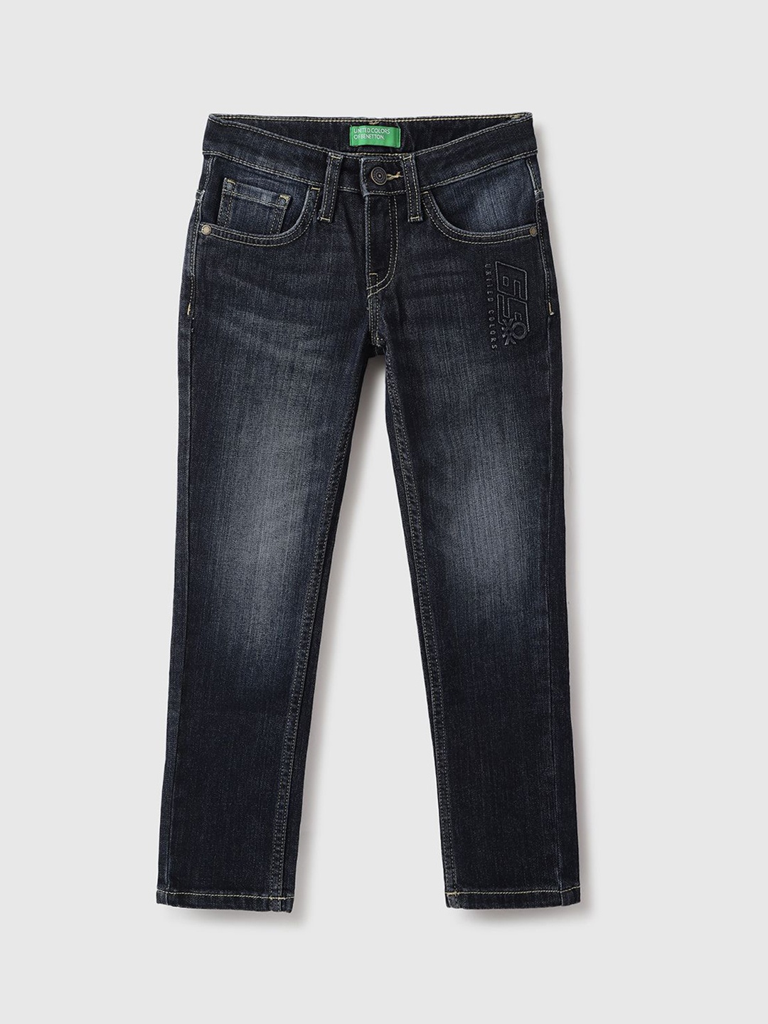 

United Colors of Benetton Boys Cotton Mid-Rise Slim Fit Jeans, Blue