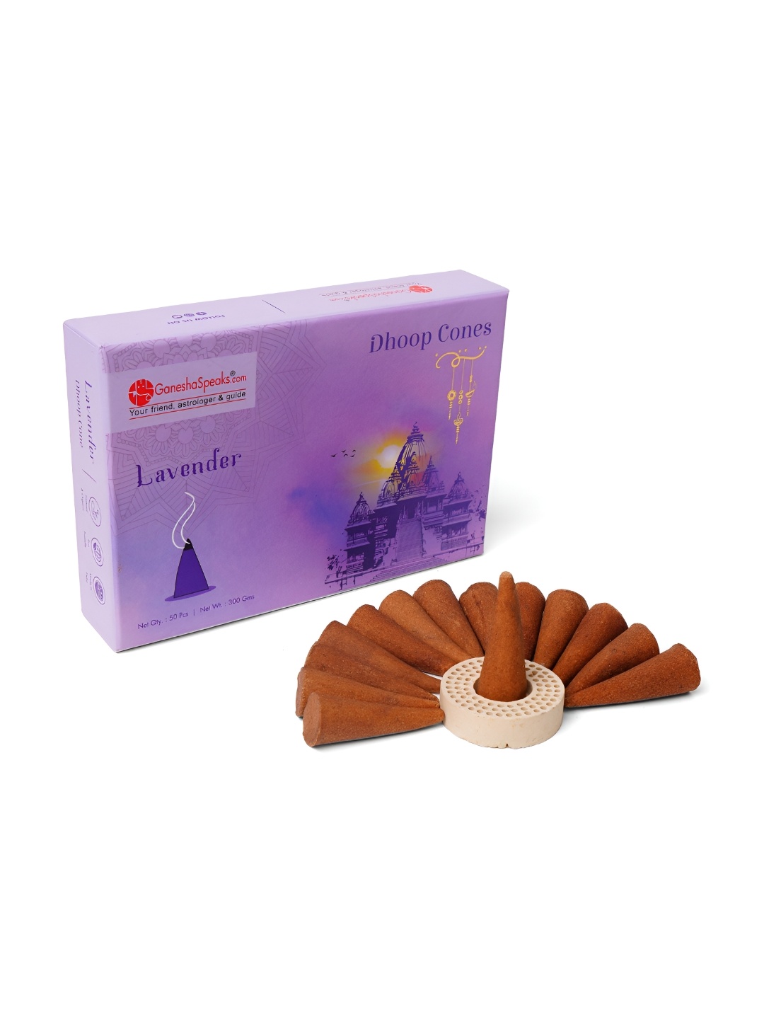 

GaneshaSpeaks Purple 50 Pieces Wood Lavender Dhoop Cones