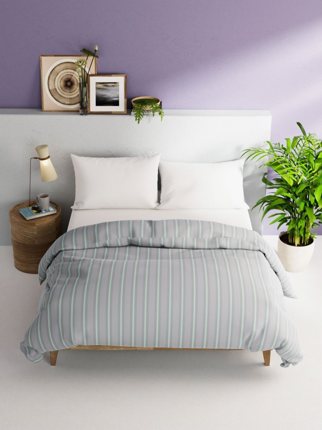 

BIANCA Grey Striped AC Room 300 GSM Double Bed Comforter