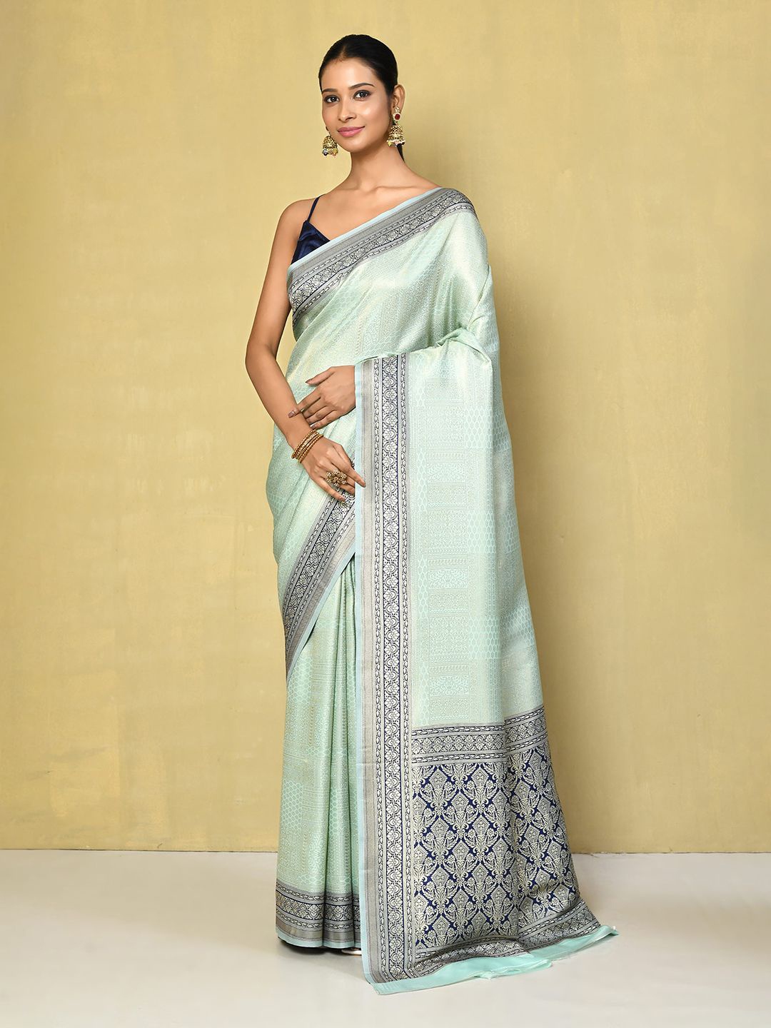 

Nazaakat by Samara Singh Woven Design Zari Art Silk Saree, Green