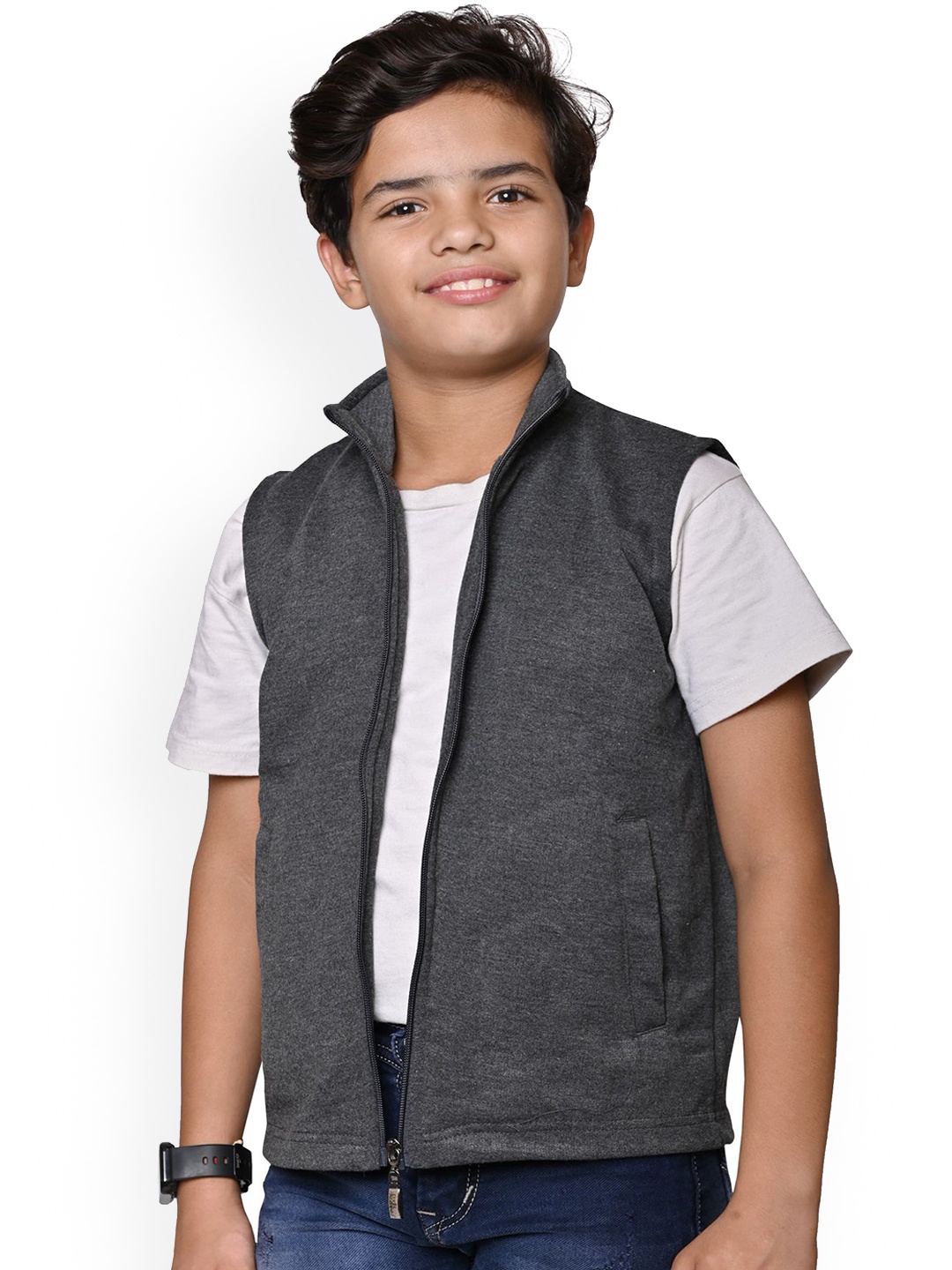 

BAESD Boys Mock Collar Solid Fleece Casual Open Front Jacket, Grey