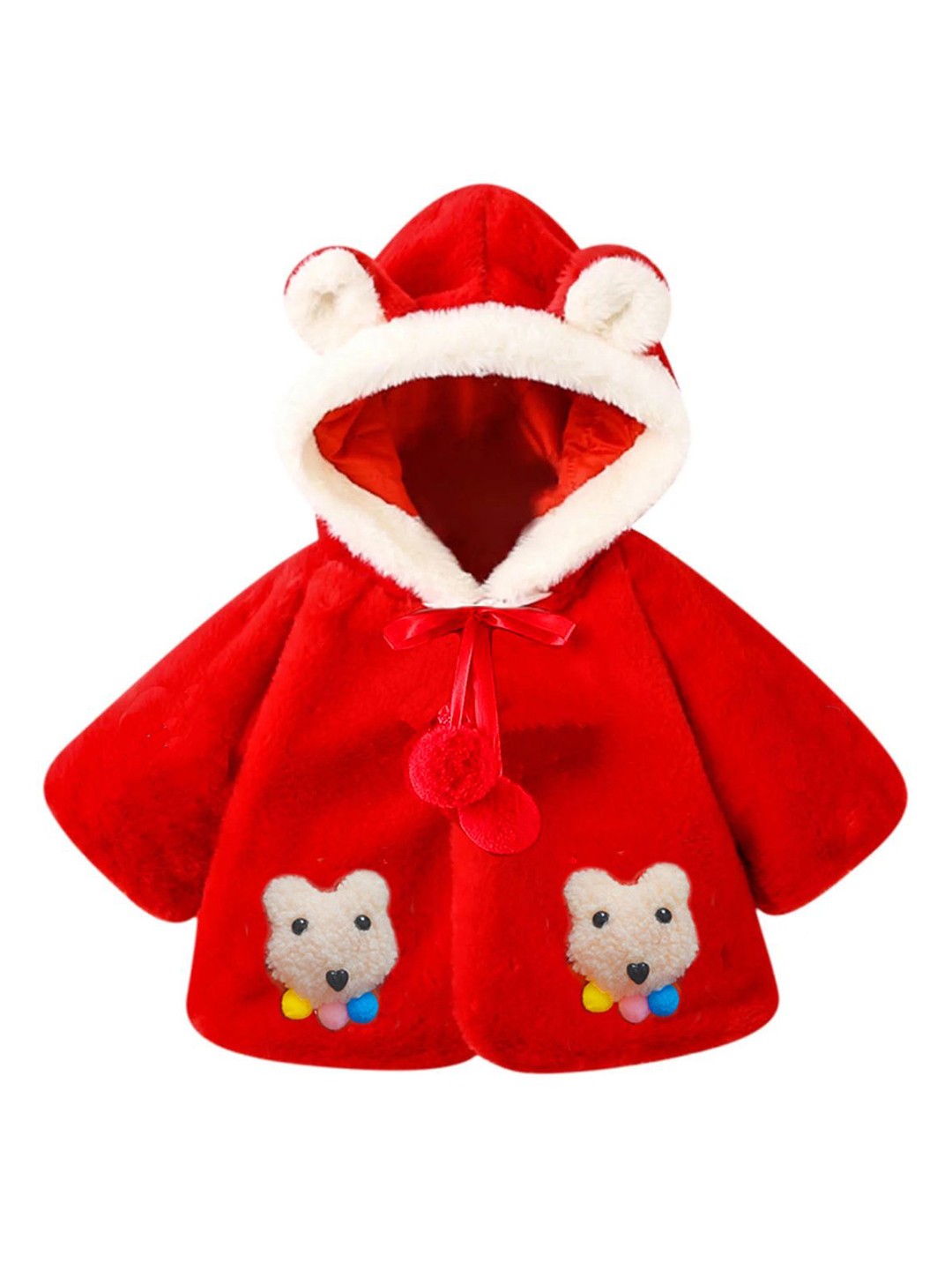 

Bold N Elegant Girls Hooded Self Design Casual Parka Jacket, Red