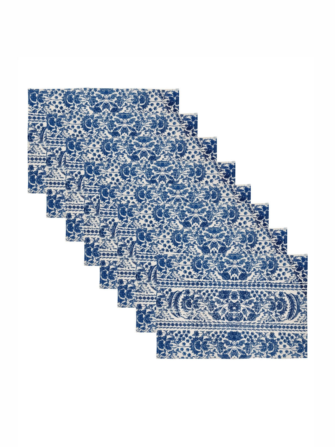 

ANA Blue & White 8 Pieces Floral Cotton Rectangle Table Placemats