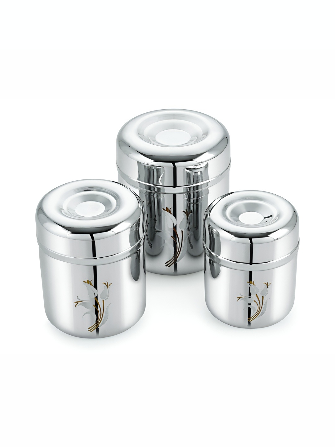 

MUKTI Silver-Toned Stainless Steel Dishwasher Safe Canister Container