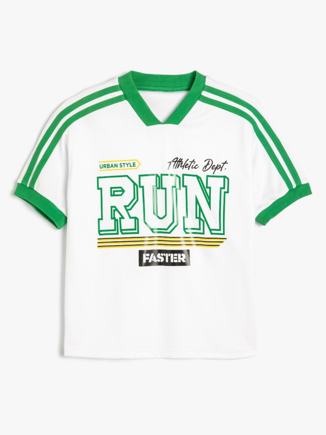 

Koton Boys Typography Printed V-Neck T-shirt, White