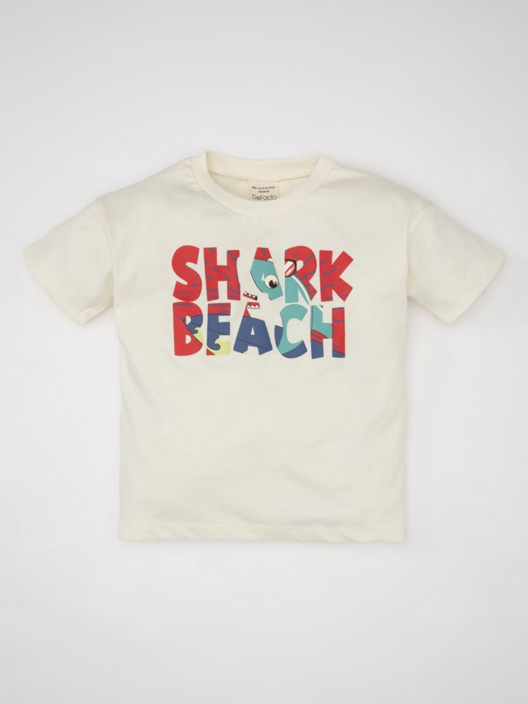 

DeFacto Boys Graphic Printed Round Neck Cotton T-shirt, Cream