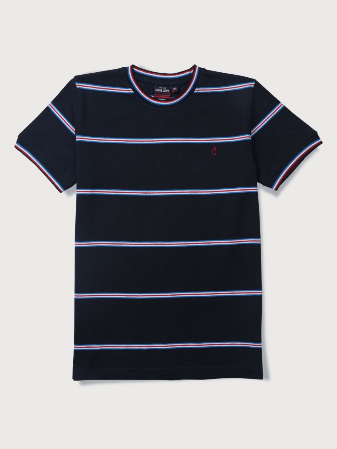 

Gini and Jony Boys Striped Round Neck Cotton T-shirt, Navy blue