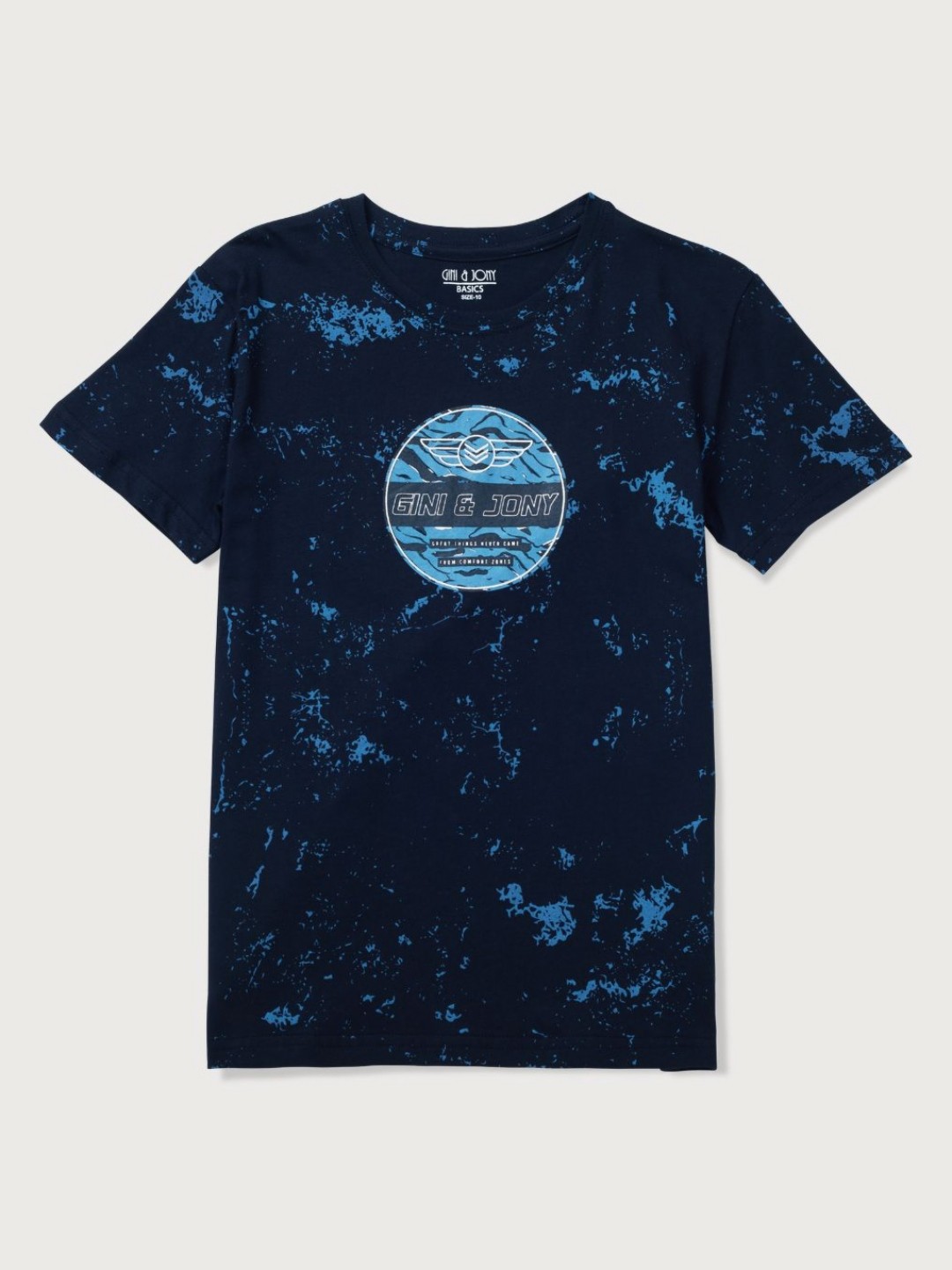 

Gini and Jony Boys Abstract Printed Round Neck Cotton T-shirt, Navy blue