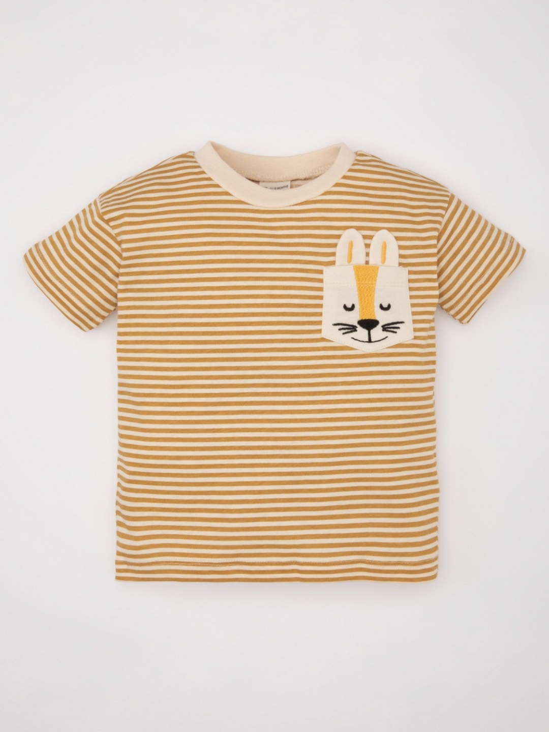 

DeFacto Boys Cotton Striped Round Neck T-shirt With Pocket Detailing, Yellow