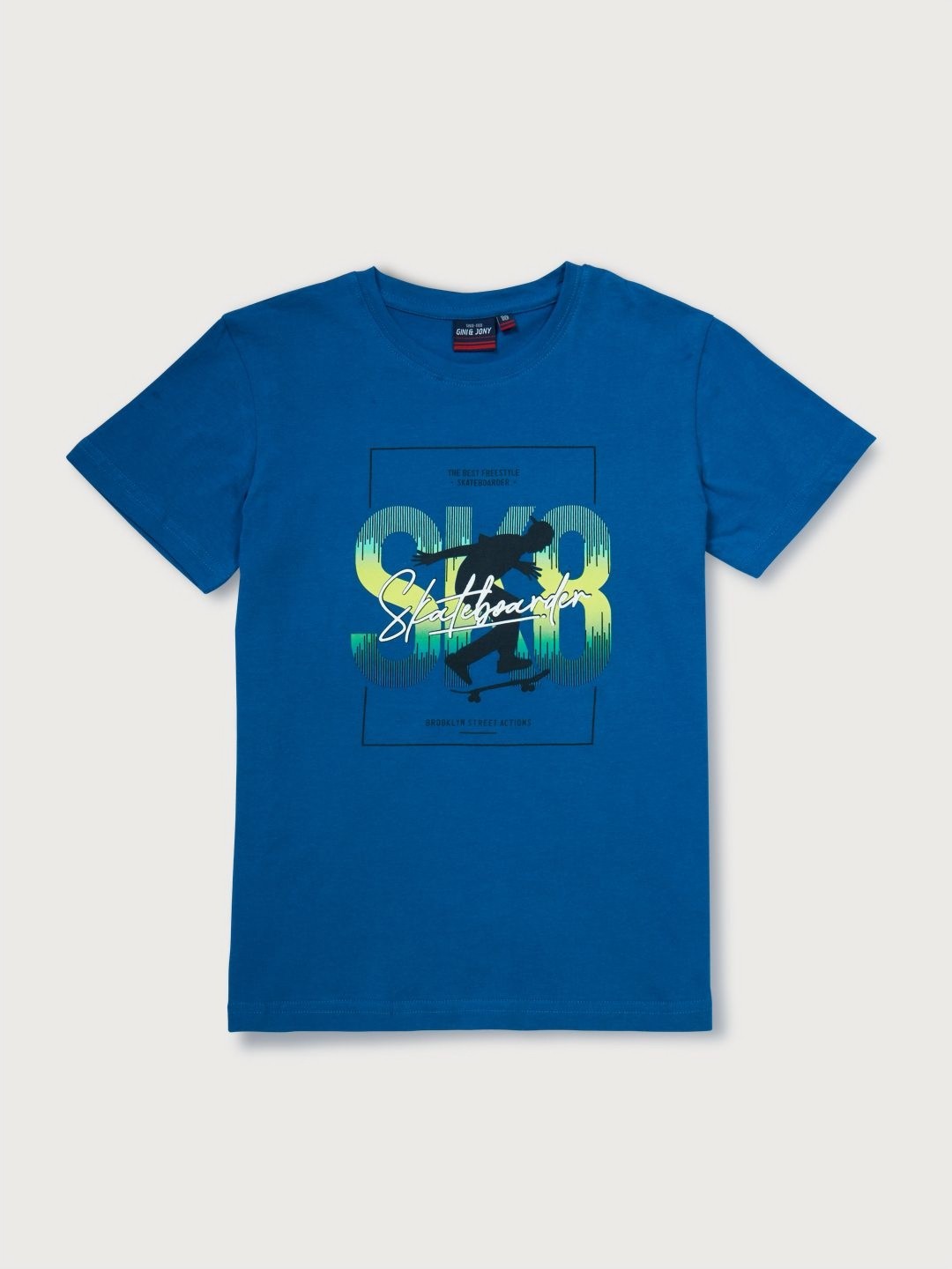 

Gini and Jony Boys Graphic Printed Round Neck Cotton T-shirt, Blue