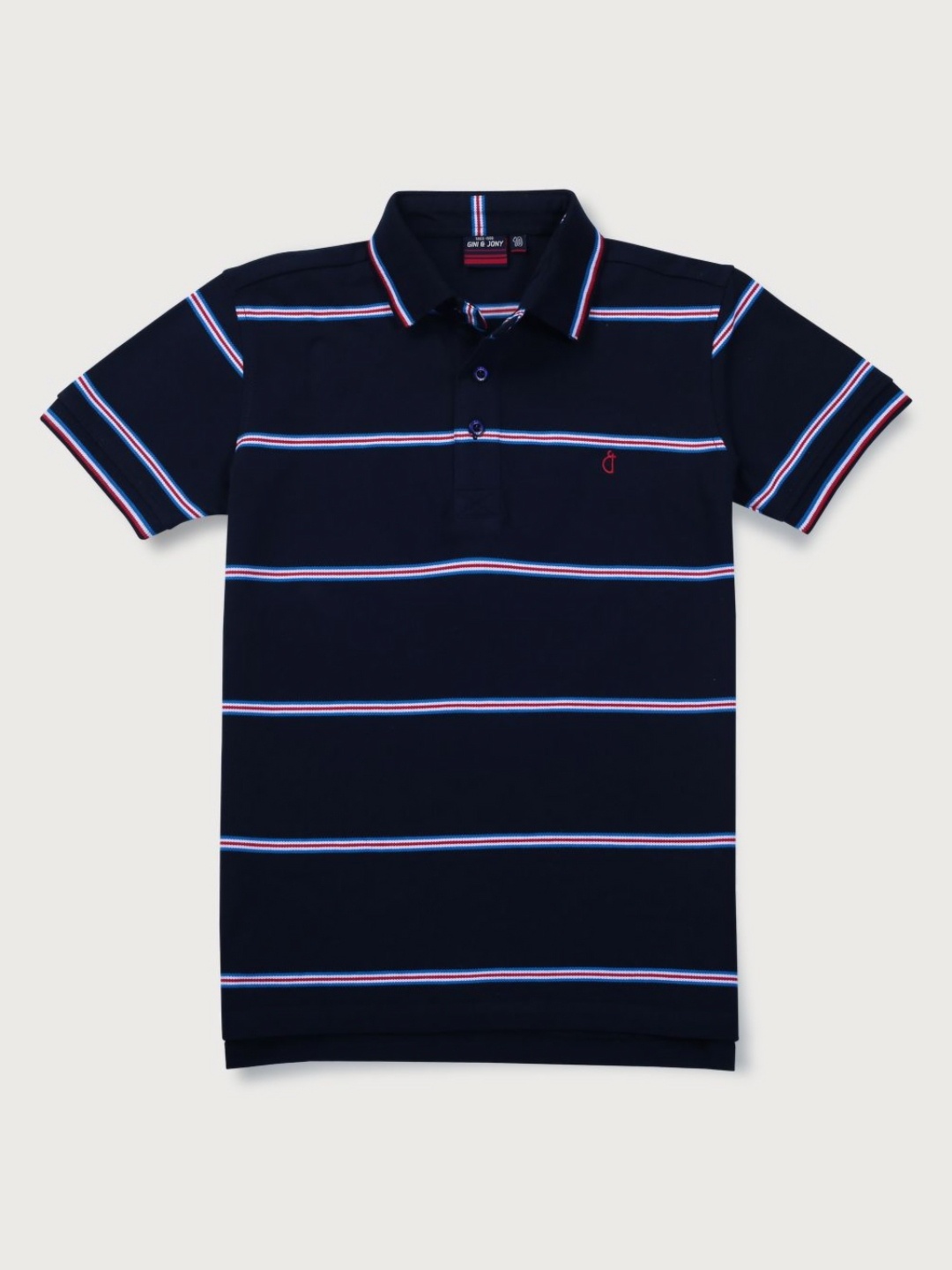 

Gini and Jony Boys Striped Polo Collar Cotton T-shirt, Navy blue