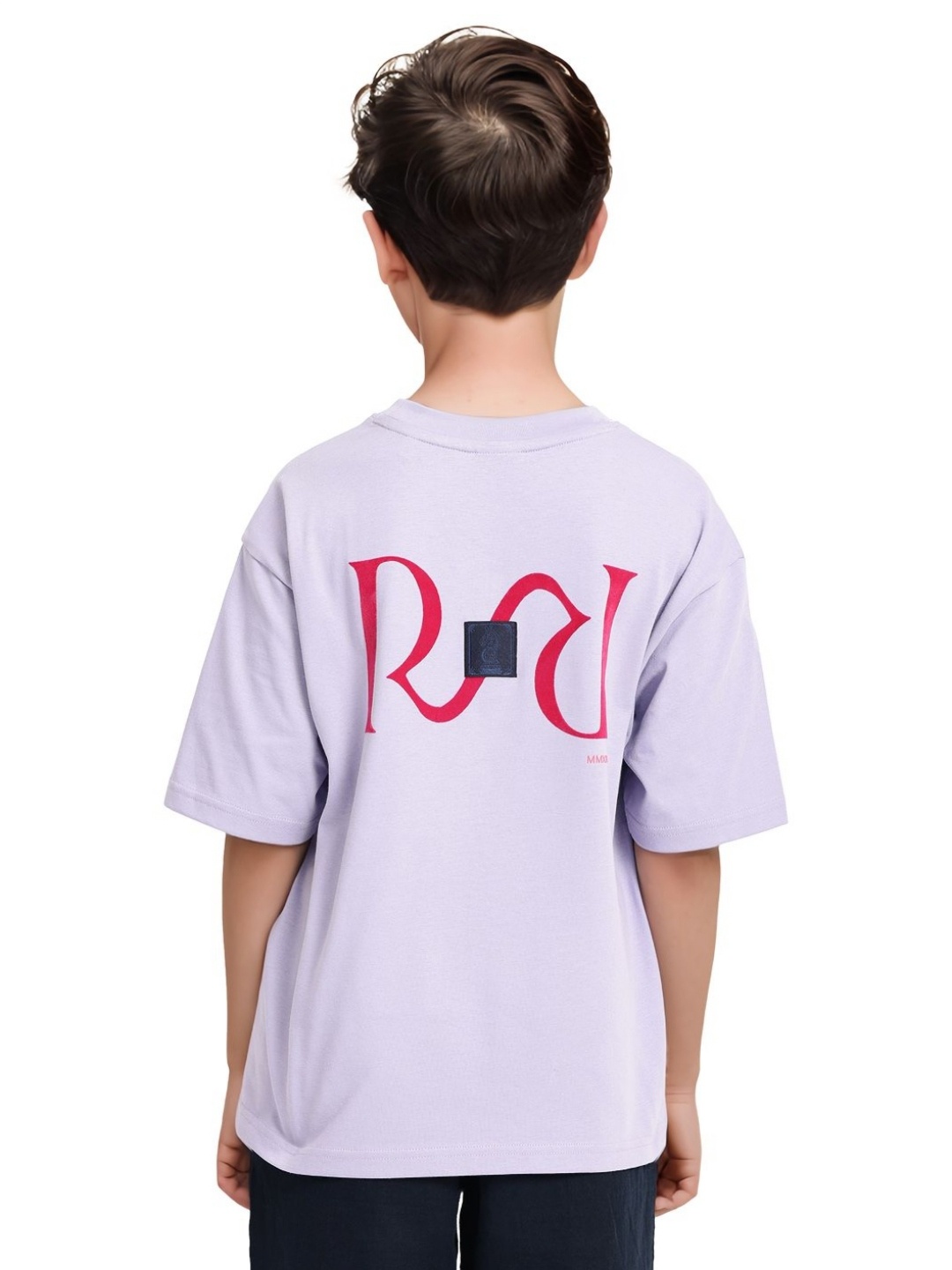

Rare Ones Boys Oversized Graphic Back Print Wirth Applique T-Shirt, Purple