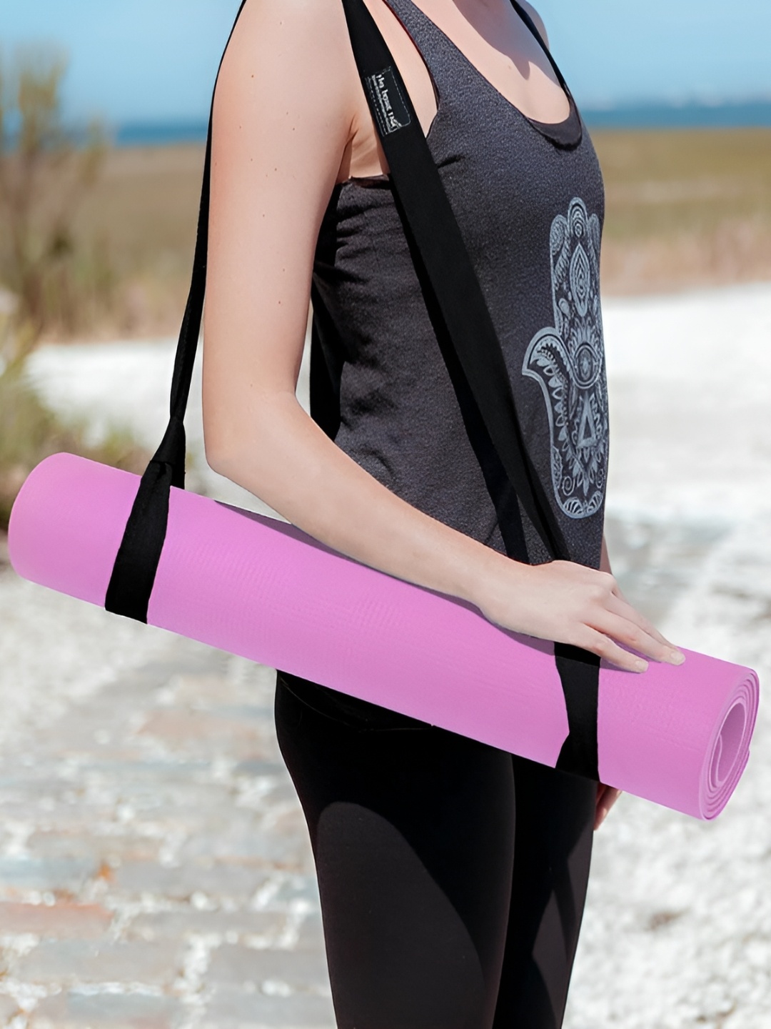 

THE HOME TALK Pink Rectangular Cotton Yoga Mat