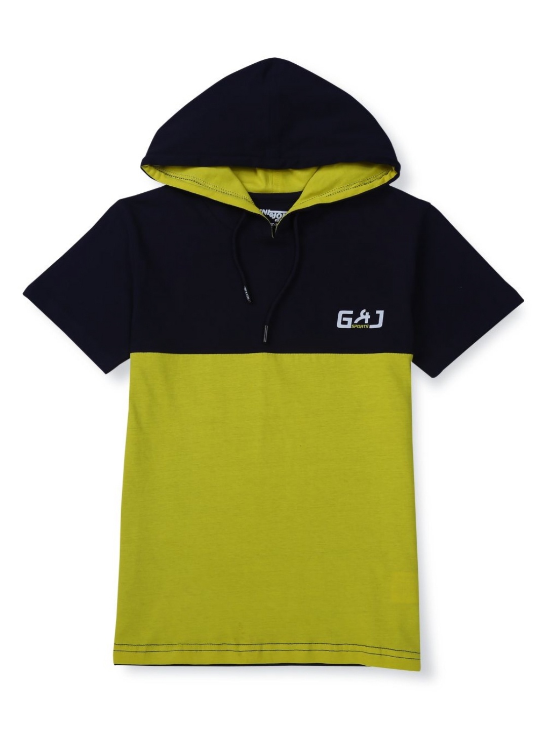 

Gini and Jony Boys Colourblocked Hood Cotton T-shirt, Lime green