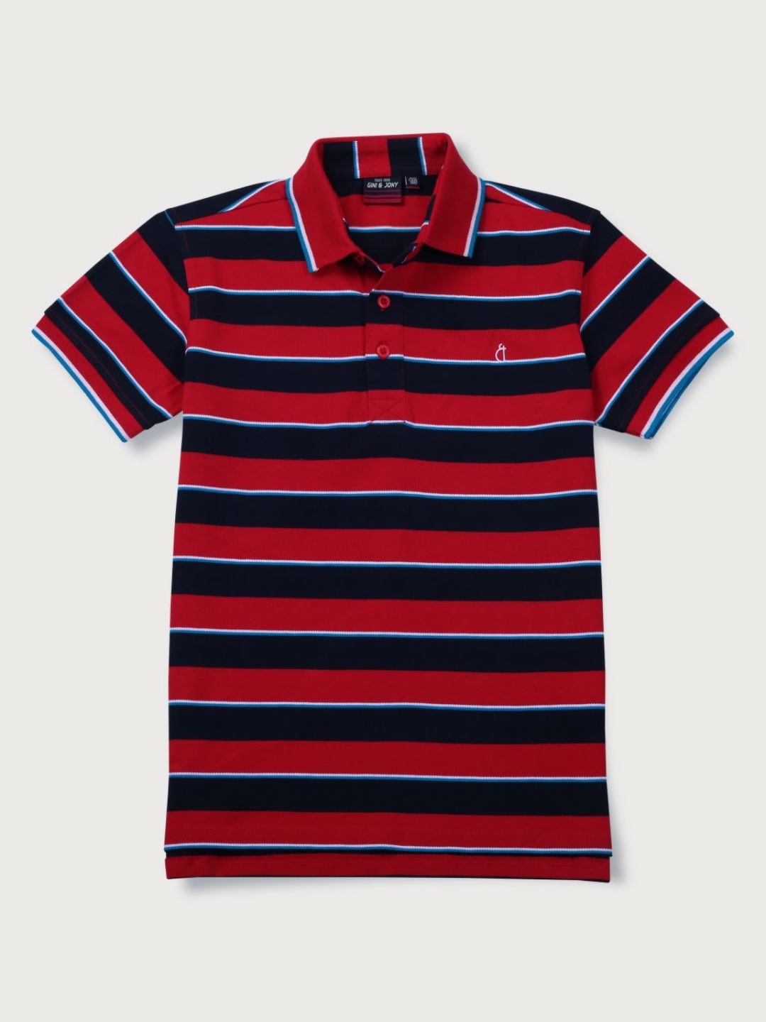 

Gini and Jony Boys Striped Polo Collar Cotton T-shirt, Red