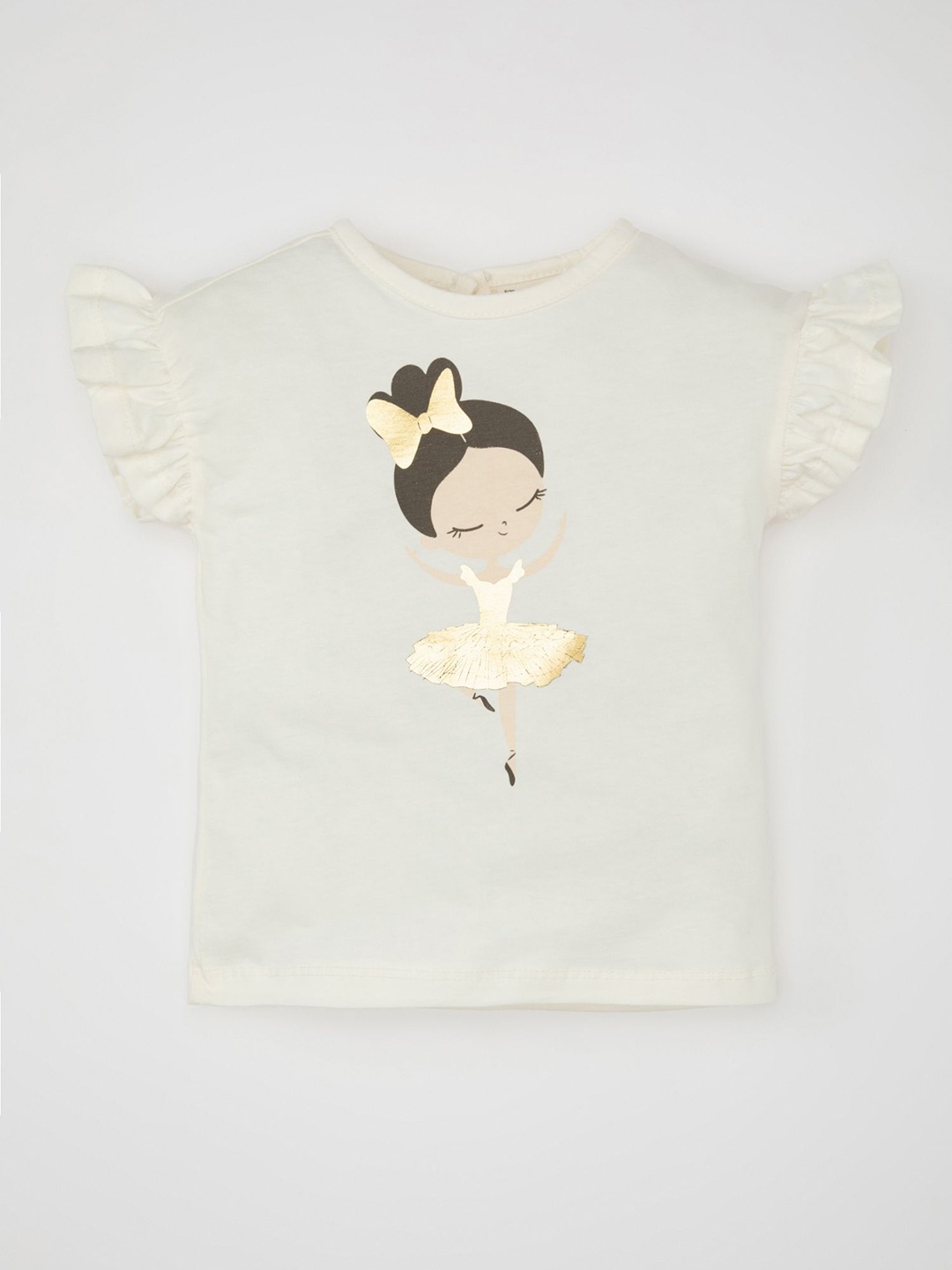 

DeFacto Girls Graphic Printed Round Neck Cotton T-shirt, Yellow