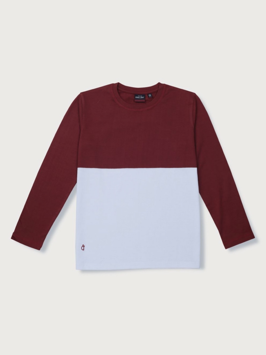 

Gini and Jony Boys Colourblocked Round Neck Cotton T-shirt, Maroon