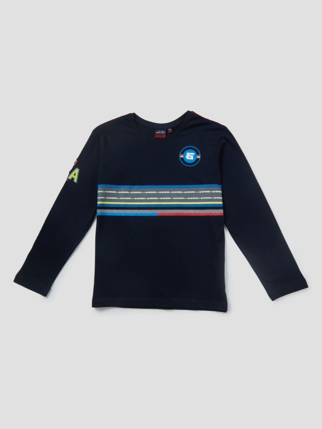 

Gini and Jony Boys Striped Round Neck Cotton T-shirt, Navy blue