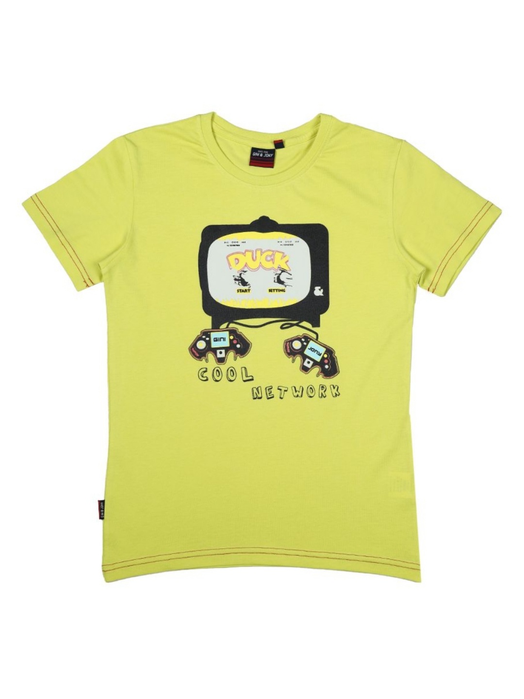 

Gini and Jony Boys Dry Fit Graphic Printed Round Neck Cotton T-shirt, Lime green