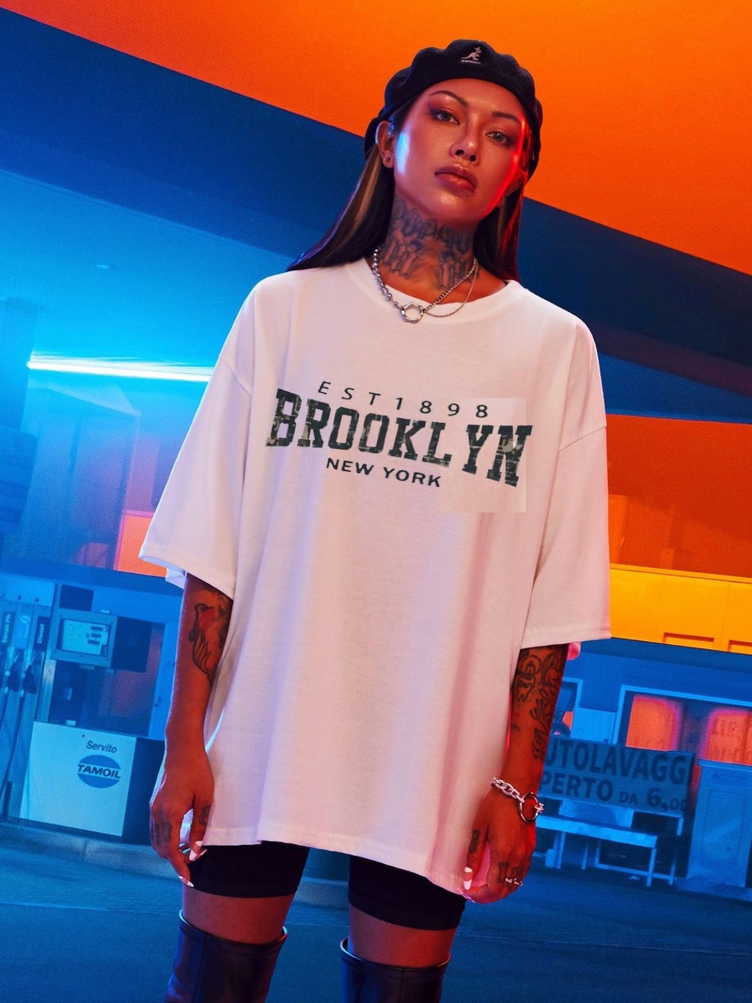 

REVEXO Women Typography Printed Applique T-shirt, White