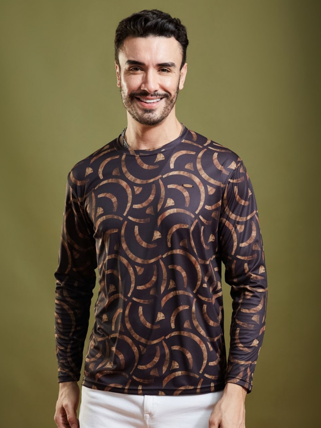 

SMARTEES Men Abstract Printed Round Neck T-Shirt, Navy blue