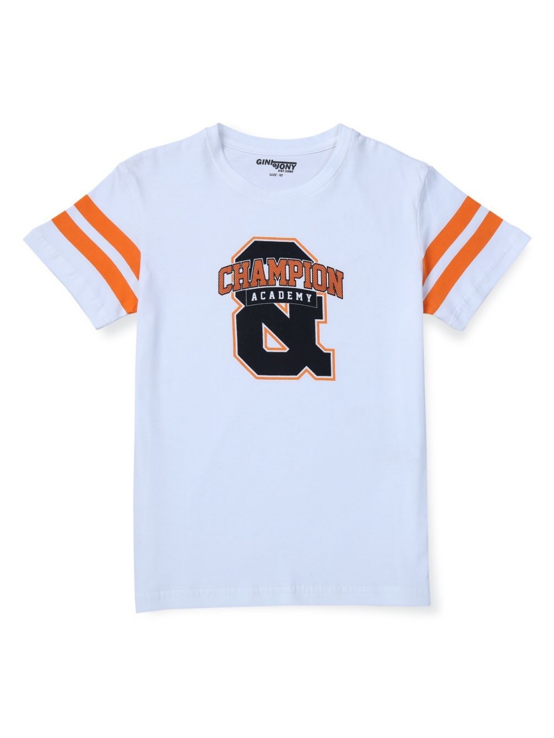 

Gini and Jony Boys Graphic Printed Round Neck Cotton T-shirt, White