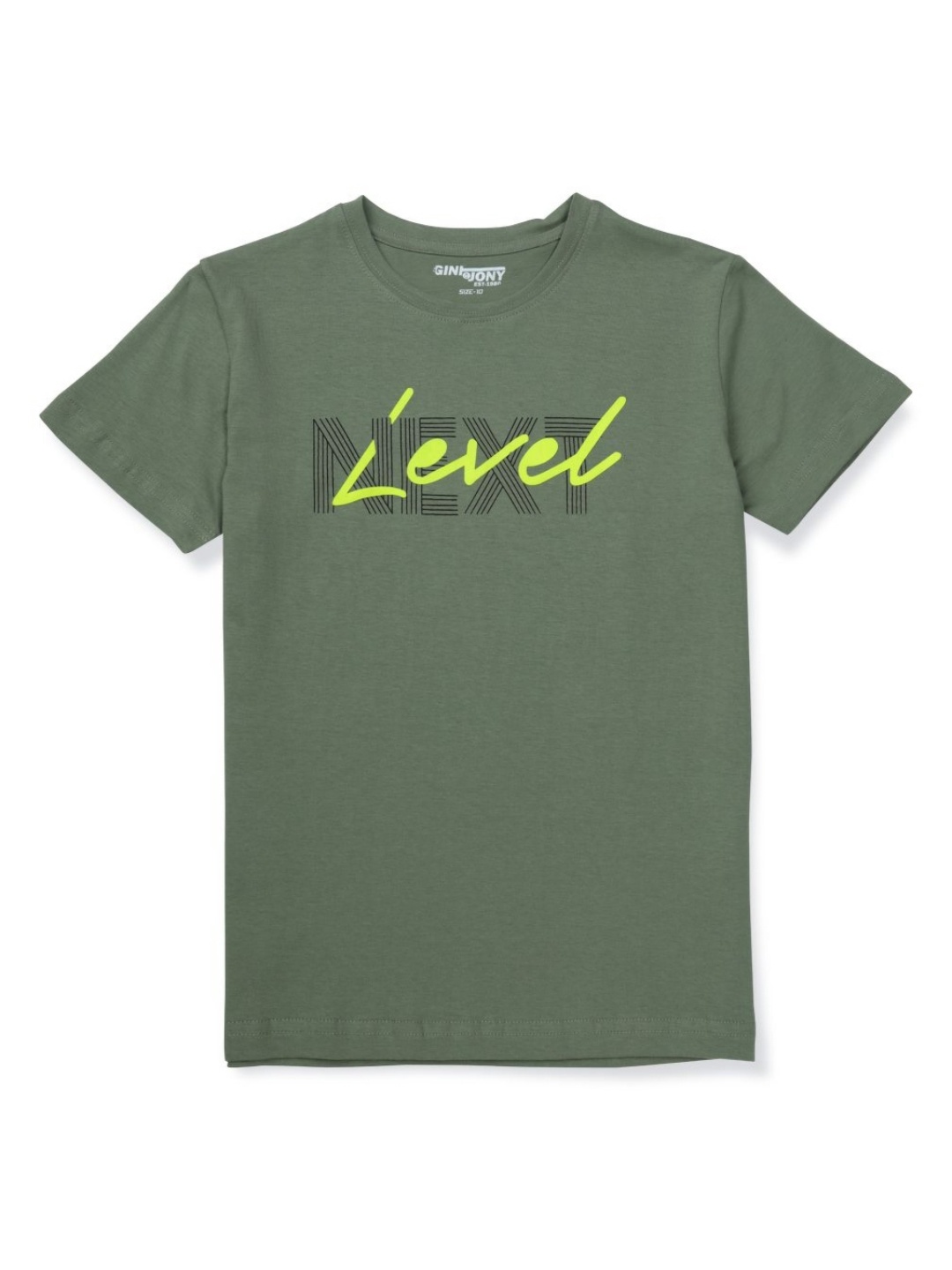 

Gini and Jony Boys Typography Printed Round Neck Cotton T-shirt, Olive