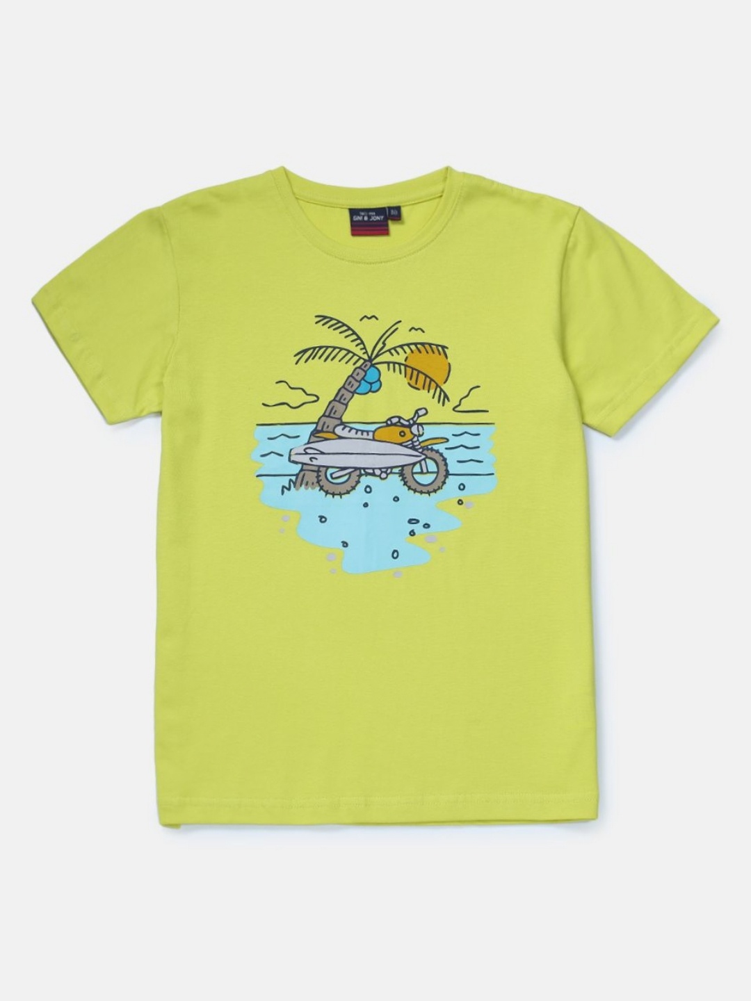 

Gini and Jony Boys Graphic Printed Round Neck Cotton T-shirt, Lime green