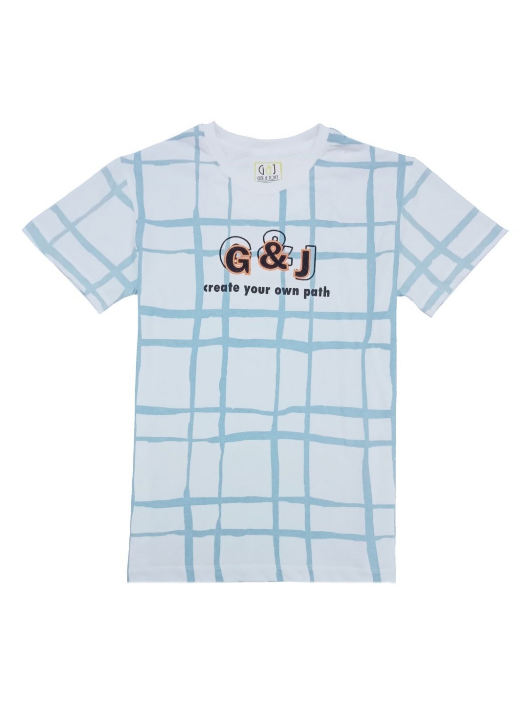 

Gini and Jony Boys Checked Round Neck Cotton T-shirt, White