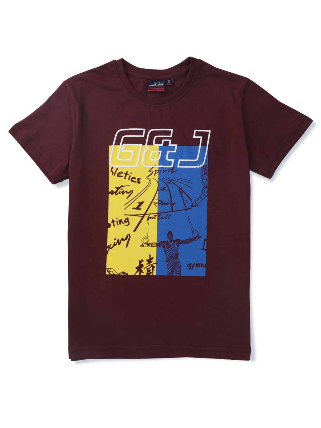 

Gini and Jony Boys Typography Printed Round Neck Cotton T-shirt, Maroon