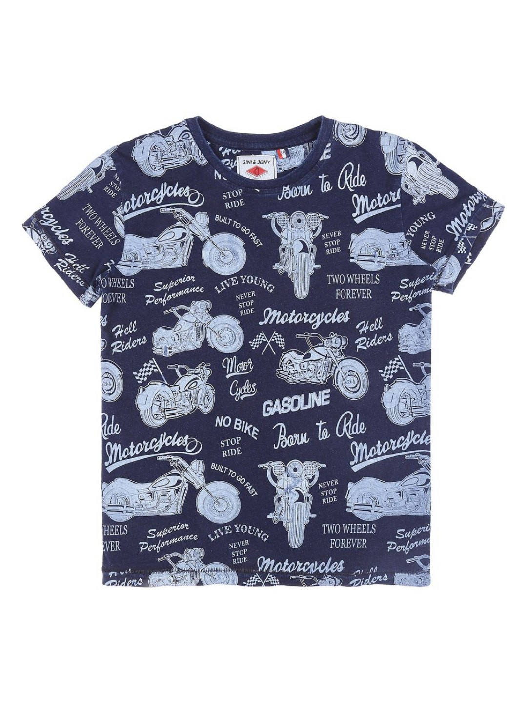 

Gini and Jony Boys Conversational Printed Round Neck Cotton T-shirt, Navy blue