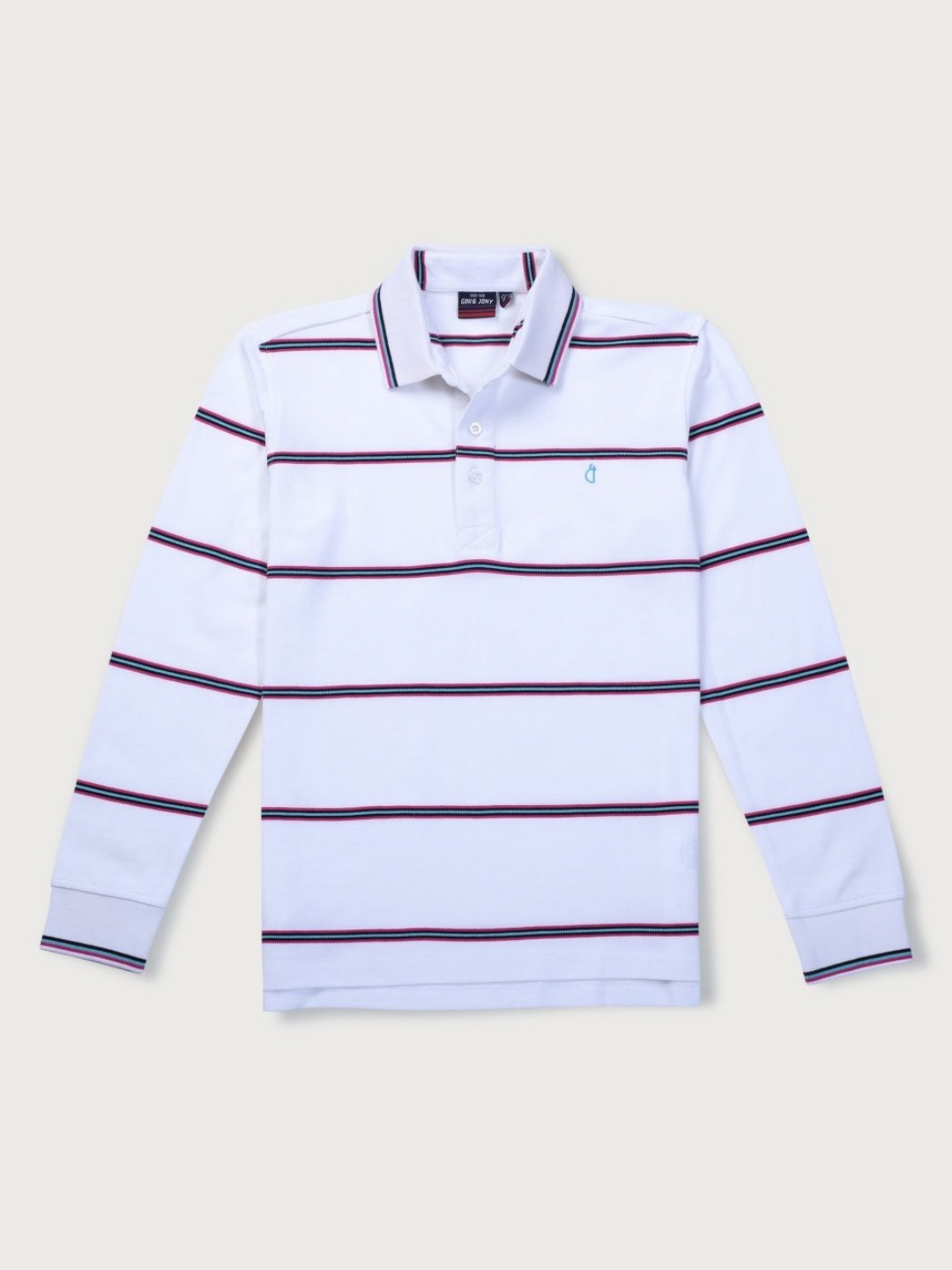 

Gini and Jony Boys Striped Polo Collar Cotton T-shirt, White