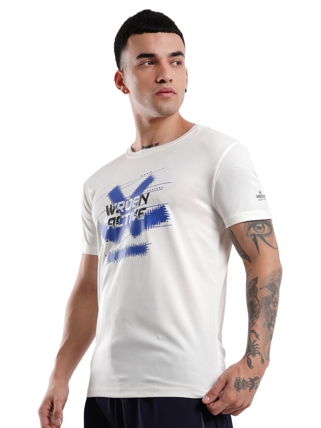 

WROGN Men Graphic Printed Round Neck Slim Fit T-Shirt, White