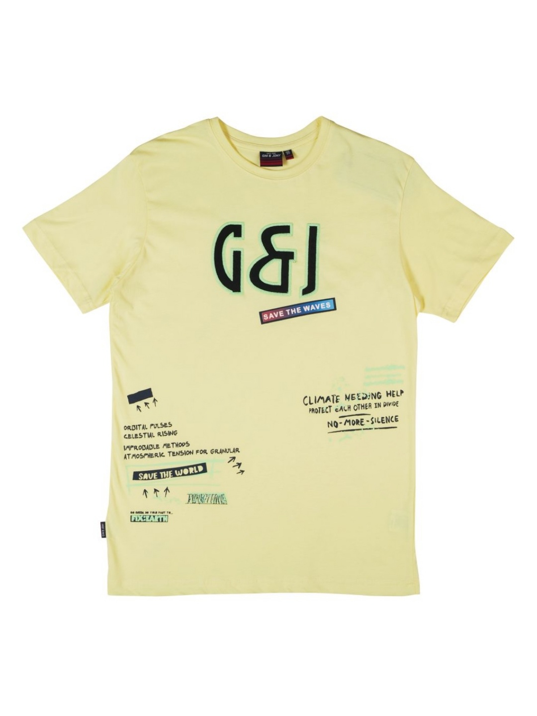 

Gini and Jony Boys Typography Printed Round Neck Cotton T-shirt, Yellow