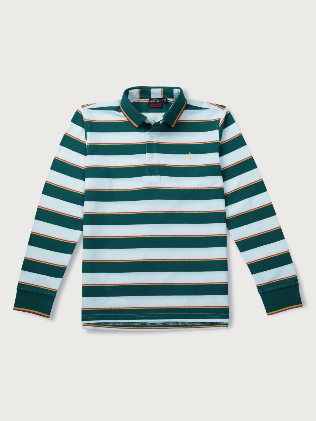 

Gini and Jony Boys Striped Polo Collar Cotton T-shirt, Green