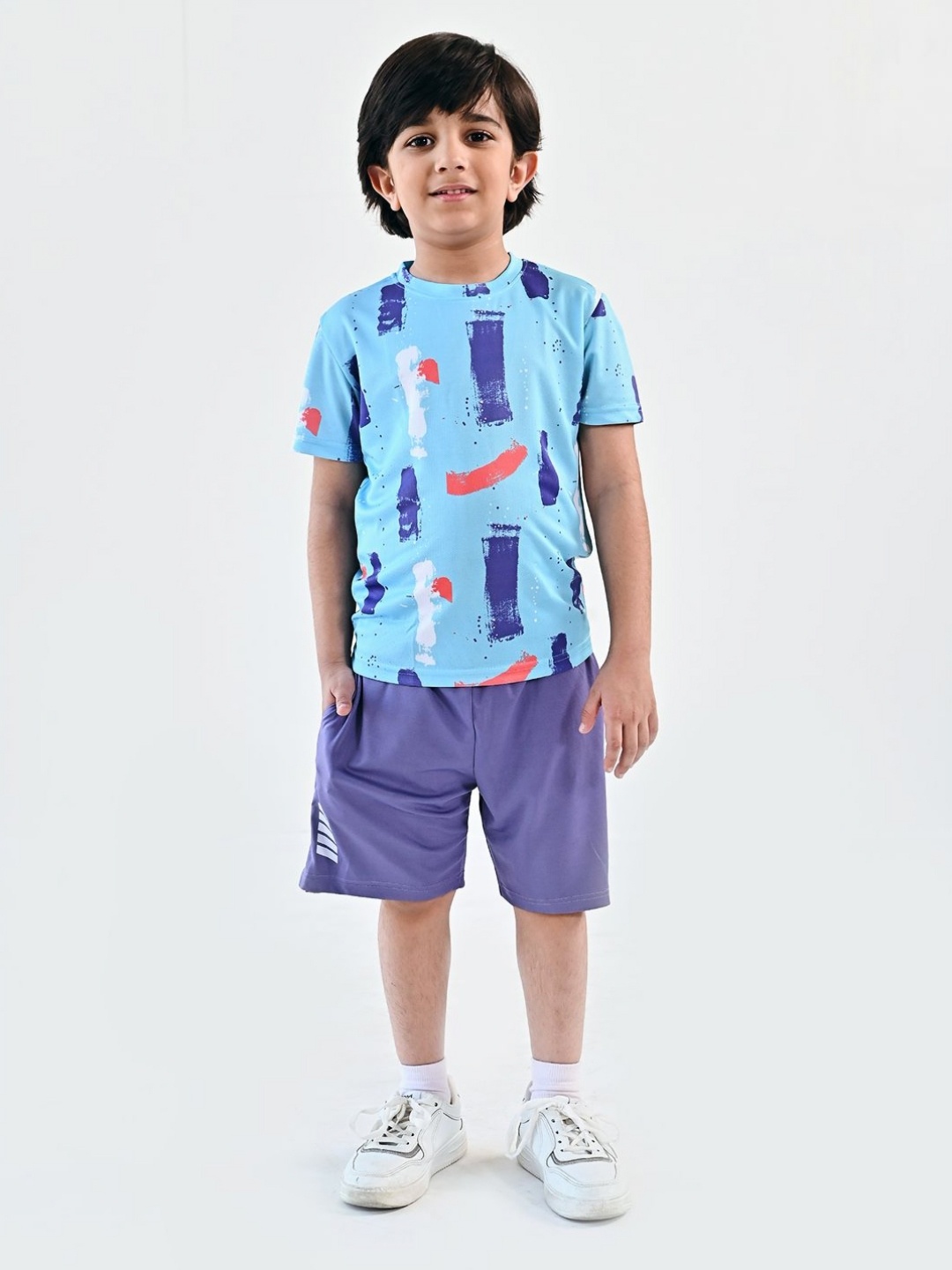 

UMILDO Boys Abstract Printed Round Neck T-Shirt, Blue